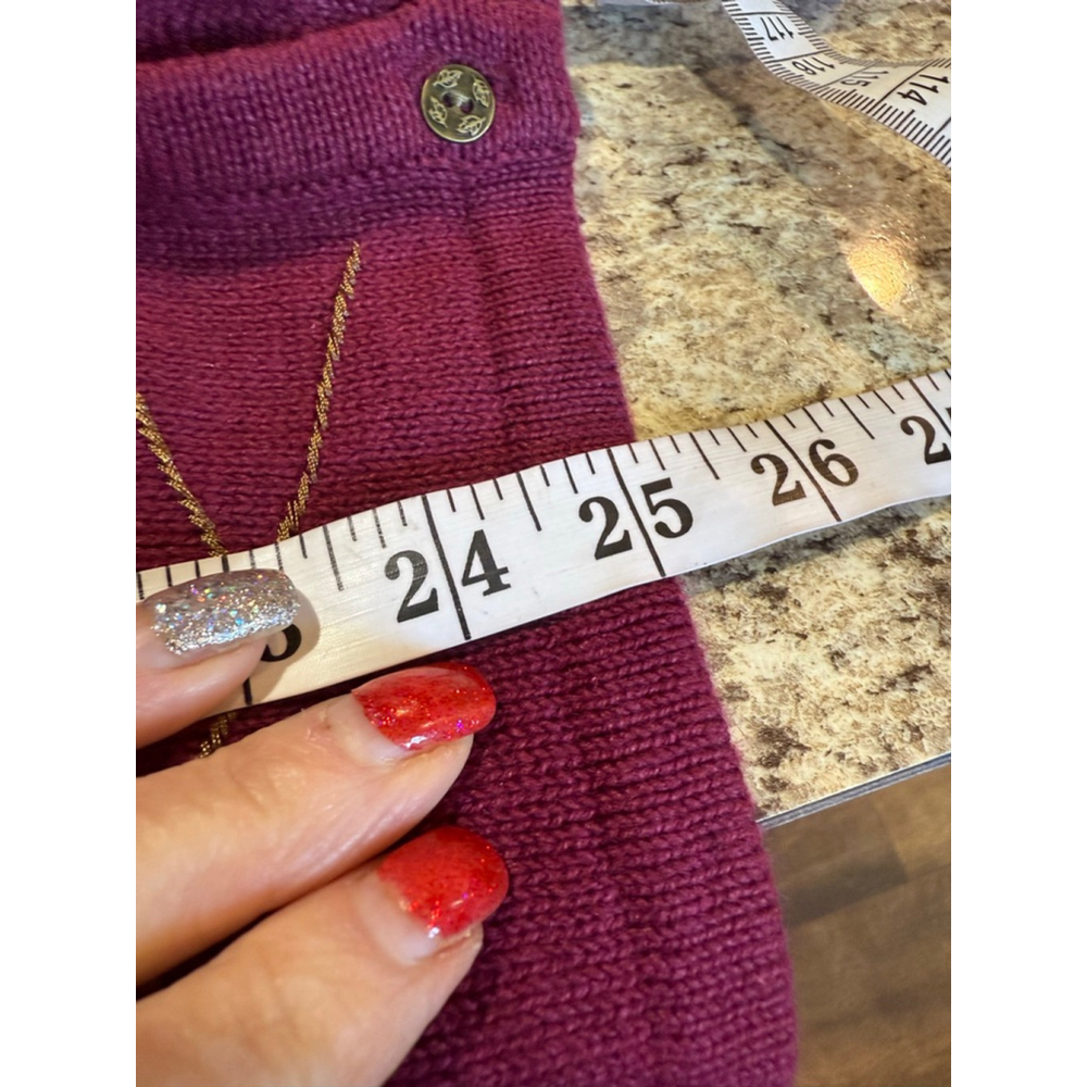 Women's Christopher & Banks Burgundy Cardigan with Fall Leaves, Size L - Picture 6 of 9